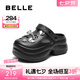 百麗（Belle）兩穿洞洞鞋女2025夏新厚底增高可外穿包頭拖鞋B2648BT5 黑色 37-38 (240mm)