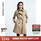 朗姿【尖貨補(bǔ)單】中長款修身顯瘦氣質(zhì)女冬季新款風(fēng)衣設(shè)計(jì)感外套 卡其綠色 M