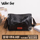 Walker Shop單肩包男【植鞣頭層牛皮】2025新款時尚真皮男士斜跨包日常通勤包 黑色（高22*寬29*厚11cm）