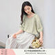 香影中袖襯衫女圓領(lǐng)2025夏裝新款慵懶泡泡袖氣質(zhì)淑女寬松藍(lán)色上衣 淺綠 M 160/84A/95-110斤