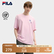 FILA 斐樂官方插畫師聯(lián)名情侶針織短袖2025春季新款時尚休閑寬松T恤 肉粉色-PK L 175/96A/L