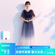大合唱服演出服女長裙新款中老年合唱團舞臺服裝表演服朗誦禮服裙 藏青色【團體比賽合唱服】 M