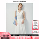 VEGA CHANG白色連衣裙女2025新款夏簡(jiǎn)約設計感法式V領(lǐng)繡花背心裙 象牙白 S