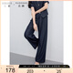 三彩大碼女裝2025春季新款復古仿牛仔中腰直筒休閑長(cháng)褲胖MM