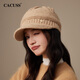 CACUSS帽子女秋冬新針織帽加厚保暖貝雷帽護耳毛線(xiàn)帽顯臉小鴨舌帽 卡其色