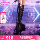 DAPHNE LAB【陳粒同款】方糖過(guò)膝靴 3代新款超厚底增高長(cháng)靴顯腿細女靴 黑色 【博主同款】 38 (240mm)