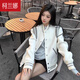 柯蘭娜棒球服短外套女2025春秋冬新款高級感美式休閑加厚衛衣夾克 白色 常規 L 建議111-125斤
