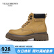 VICKI BROWN【VB男鞋】法國品牌秋冬新款馬丁靴潮流耐磨皮鞋舒適高幫靴子男 黃色 40