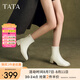 他她（TATA）奶皮靴法式氣質(zhì)短靴女靴通勤瘦瘦靴彈力靴秋冬新WYX02DD4 米白 37