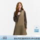范思藍(lán)恩假兩件條紋拼接連衣裙女秋冬2024新款高腰減齡裙子14467 棒果棕 S