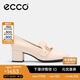 愛步（ECCO）夏季通勤簡約風方頭粗跟高跟鞋 型塑290953 石灰色36