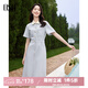 歐莎（OSA）法式赫本風(fēng)茶歇連衣裙女夏季新款高級(jí)感氣質(zhì)修身顯瘦長(zhǎng)裙 藍(lán)色 M