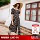 歌莉婭碎花茶歇真絲連衣裙夏季新款度假出游穿搭泡泡袖方領(lǐng)裙1C5R4K350 97D夏夜玫瑰花園印花 S