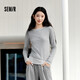 森馬（Semir）長袖T恤女不對稱假兩件2025秋季小心機(jī)修身拼色衣服10A525101001