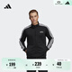 adidas休閑舒適三條紋立領(lǐng)夾克外套男裝秋季阿迪達斯官方輕運動(dòng) 黑色/白(推薦選大一碼) L