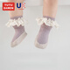 兔兔大文嬰兒鞋子寶寶地板襪0-1-2歲軟底秋冬季學(xué)步鞋中筒襪新生腳套 花邊香芋紫 1雙 均碼 內長(cháng)13cm（建議1-2歲）