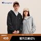 Champion冠軍2024秋季新款衛(wèi)衣男士外套衛(wèi)衣開衫刺繡小Clogo連帽拉鏈衛(wèi)衣 淺灰色 L