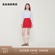 SANDRO經(jīng)典款女裝法式紅色花呢A字高腰短款紐扣半身裙SFPJU00804 30/紅色 40