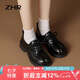 ZHR樂福鞋女春秋厚底英倫單鞋女時尚甜美學院風女鞋 BZ21 黑色 38 