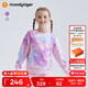 moodytiger女童衛(wèi)衣吸濕透氣春秋裝兒童衛(wèi)衣柔軟親膚彈力印花圓領(lǐng)運(yùn)動上衣 精靈紫 150 cm