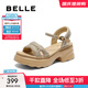 百麗（Belle）厚底增高涼鞋女商場(chǎng)同款真皮質(zhì)感涼鞋D7Z2DBL5 杏色 36 (230mm)