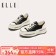 ELLE官方帆布鞋女鞋新款厚底增高鞋子學(xué)生百搭休閑鞋防滑運動(dòng) 黑色 39 (245mm) 標準碼