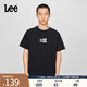 Lee25新品舒適版圓領(lǐng)Logo印花男女同款短袖T恤休閑潮LUT0098394LE 黑色（尺碼偏大，拍小一碼） L