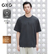 GXG男裝圓領(lǐng)T恤雙色貼布繡上衣涼感 深灰色 180/XL