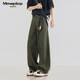 MMOPTOP美式純棉彎刀牛仔褲子男士秋冬季闊腿牛仔褲M(mǎn)NZK37軍綠L