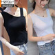 莫代爾2025不對(duì)稱新款吊帶背心女學(xué)生韓版百搭潮顯瘦斜肩純色內(nèi)衣修身夏 斜肩黑1+白1 M 70-90斤