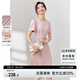 尚都比拉設(shè)計(jì)感拼接連衣裙夏季高級(jí)感氣質(zhì)百褶裙小個(gè)子中長(zhǎng)裙子 粉陶色 XL