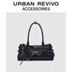 UR2025秋季新款女復古潮流機車(chē)風(fēng)單肩包UAWB50205 黑色