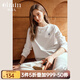 Olrain歐芮兒純棉白色長袖T恤女春裝法式設(shè)計(jì)感刺繡休閑圓領(lǐng)上衣 白色 M