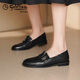金利來(lái)女鞋復古一腳蹬女士小皮鞋百搭舒適樂(lè )福鞋女 黑色 38