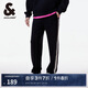 杰克·瓊斯（JACK&JONES） 春季撞色拼接舒適刺繡褲子長褲寬松直筒休閑褲衛(wèi)褲男裝22511D018