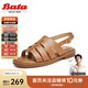 Bata羅馬軟底涼鞋女2024夏商場(chǎng)同款羊皮涼鞋AON06BL4 棕色 36