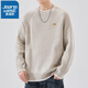 真維斯（Jeanswest）毛衣男裝秋冬季新款寬松圓領(lǐng)慵懶風(fēng)舒適休閑長(cháng)袖內搭針織上衣服男 燕麥 L 【130-150斤】