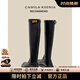 CAMILA KSENIA長(zhǎng)筒靴女秋冬2025年新款后拉鏈長(zhǎng)靴不過膝厚底時(shí)尚高筒靴女騎士靴 黑色 37