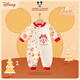 迪士尼嬰幼兒純棉爬服男童女童2026新款長(cháng)袖連體衣 紅色米奇 80cm