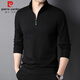 皮爾卡丹（pierre cardin）衛衣男立領(lǐng)半拉鏈春秋季潮流長(cháng)袖t恤休閑polo打底衫男裝 黑色 XL