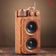 創(chuàng  )意藍牙音響復古柏林之聲收音機雙喇叭音箱低音炮家用桌面小音響 花梨金[復古藍牙音響]