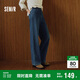 森馬（Semir）牛仔褲女抓毛闊腿褲港風(fēng)冬季2025顯腿長(cháng)拖地褲ins潮109725124002