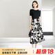 顏域黑色印花半身裙女夏季2024新款正反兩穿A字裙中長(zhǎng)款高腰裙子 黑花 M/38