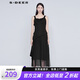 S.DEER圣迪奧夏季時(shí)尚百搭拼接吊帶網(wǎng)紗連衣裙S20281282 黑色/91 M 165