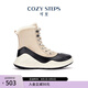 COZY STEPS可至女士秋冬圓界系列羊皮毛一體厚底防滑保暖防寒雪地靴獵鴨靴 暖意灰白+曜石黑 37