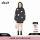 DZZIT地素毛圈布長(cháng)袖連帽套頭衛衣春季街頭酷颯感女 黑色 M