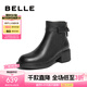 百麗（Belle）七夕禮物粗跟短筒時(shí)裝靴女商場同款時(shí)尚舒適短靴B8L1DDD4 黑色 36 (230mm)