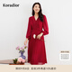 珂萊蒂爾女裝新年紅通勤百搭氣質(zhì)優(yōu)雅百褶中長(cháng)款法式連衣裙 艷紅 L