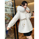 DRPR品牌女裝新品2025冬季狐貍毛領(lǐng)中長(cháng)款派克服皮草外套可拆卸內膽 米白色 XL 125-140斤