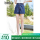betu百圖女裝高腰百搭牛仔短褲顯瘦A字多色牛仔短褲女2203T59 深藍(lán) L